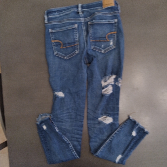 American Eagle 🦅 Next Level Stretch Crop Jegging Distressed Size 4 - Picture 3 of 5